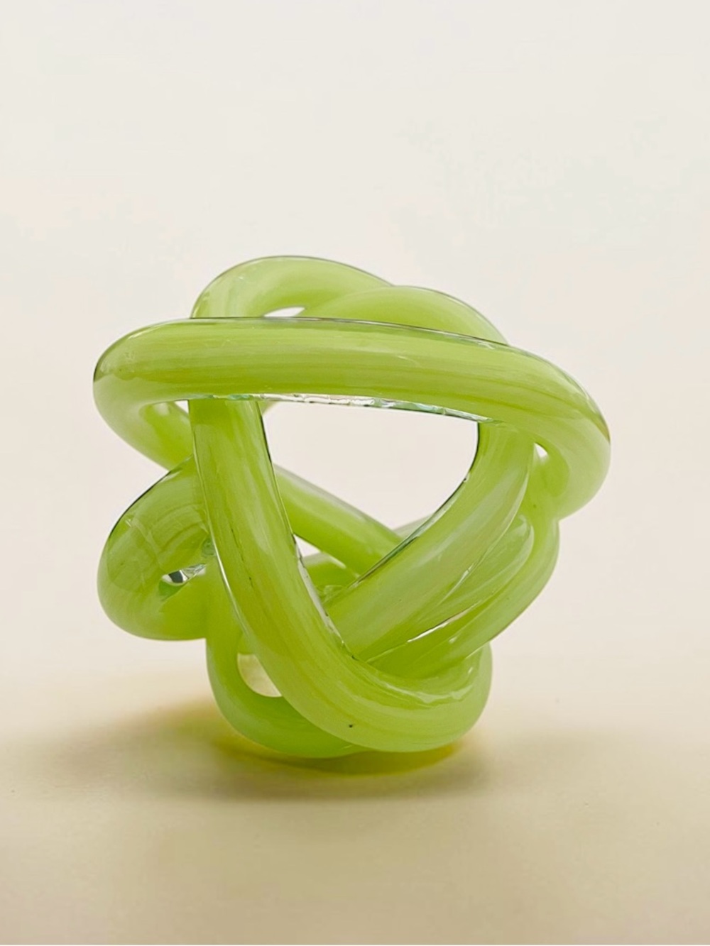 Lime Green Art Glass Infinity Knot Sculpture